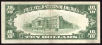 1928 $10 Gold Certificate Reverse Image
