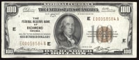 1929 $100 Federal Reserve National Bank Note (FRBN) Richmond Obverse Image