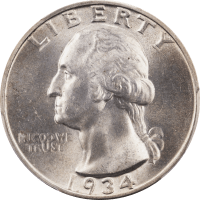 1934 Washington Quarter (25c) Light Motto Obverse Image