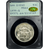 1935-S San Diego Commemorative Half Dollar (50c) Rattler Obverse Slab Image