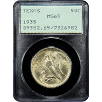 1935 Texas Commem Half Dollar (50c) Rattler SLAB Image