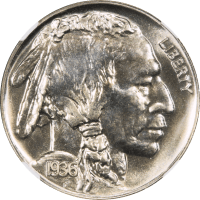 1936 Buffalo Nickel (5c) Brilliant Obverse Image