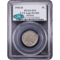 1936-D 3 1/2 Legs Buffalo Nickel (5c) Obverse Slab Image