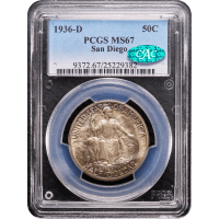 1936-D San Diego Commemorative Half Dollar (50c) Obverse Slab Image