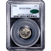 1936 Mercury Dime (10c) Obverse Slab Image