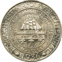 1936 Norfolk Commemorative Half Dollar (50c) Obverse Image