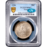 1936 Texas Commemorative Half Dollar (50c) Obverse Slab Image