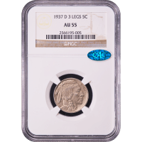 1937-D 3 Legs Buffalo Nickel (5c) Obverse Slab Image