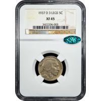 1937-D 3 Legs Buffalo Nickel (5c) Obverse Slab Image