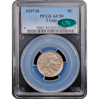 1937-D 3 Legs Buffalo Nickel (5c) Obverse Slab Image