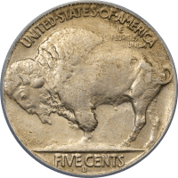 1937-D 3 Legs Buffalo Nickel (5c) Reverse Image