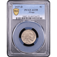 1937-D 3 Legs Buffalo Nickel (5c) Obverse Slab Image