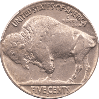 1937-D 3 Legs Buffalo Nickel (5c) Reverse Image