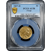 1937-D 3 Legs Buffalo Nickel (5c) SLAB Image