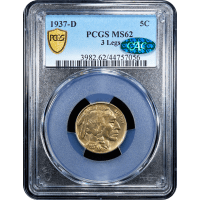 1937-D 3 Legs Buffalo Nickel (5c) Obverse Slab Image