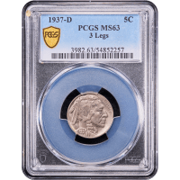 1937-D 3 Legs Buffalo Nickel (5c) Obverse Slab Image