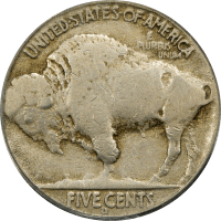 1937-D 3 Legs Buffalo Nickel (5c) Reverse Image