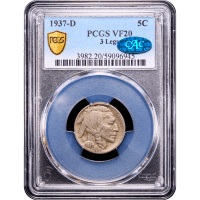 1937-D 3 Legs Buffalo Nickel (5c) Obverse Slab Image