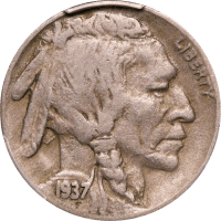 1937-D 3 Legs Buffalo Nickel (5c) Obverse Image