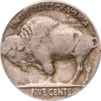 1937-D 3 Legs Buffalo Nickel (5c) REVERSE Image