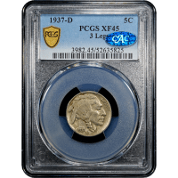 1937-D 3 Legs Buffalo Nickel (5c) SLAB Image