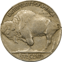 1937-D 3 Legs Buffalo Nickel (5c) REVERSE Image