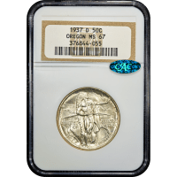 1937-D Oregon Commemorative Half Dollar (50c) Obverse Slab Image