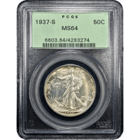 1937-S Walking Liberty Half Dollar (50c) OGH Obverse Slab Image