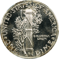 1938 Mercury Dime (10c) REVERSE Image