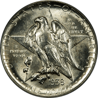 1938 Texas Commemorative Half Dollar (50c) OGH Obverse Image