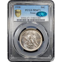 1938 Texas Commemorative Half Dollar (50c) Obverse Slab Image