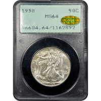 1938 Walking Liberty Half Dollar (50c) Rattler Obverse Slab Image