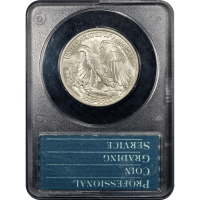1938 Walking Liberty Half Dollar (50c) Rattler Reverse Slab Image