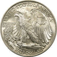1938 Walking Liberty Half Dollar (50c) Rattler Reverse Image