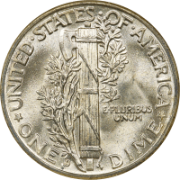 1942-D Mercury Dime (10c) REVERSE Image