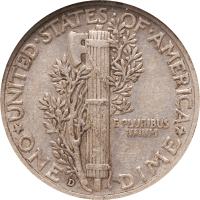 1942/1-D Mercury Dime (10c) REVERSE Image