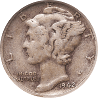 1942/1 Mercury Dime (10c) Obverse Image
