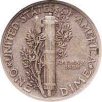 1942/1 Mercury Dime (10c) Reverse Image