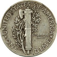 1942/1 Mercury Dime (10c) Reverse Image