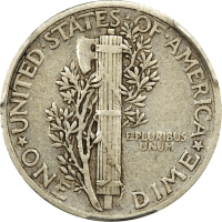 1942/1 Mercury Dime (10c) Reverse Image