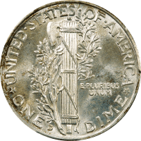 1943-D Mercury Dime (10c) REVERSE Image