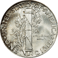 1945 Mercury Dime (10c) Reverse Image