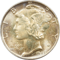 1945 Mercury Dime (10c) Rattler Obverse Image