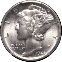 1945-S Micro S Mercury Dime (10c) Obverse Image