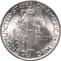1945-S Micro S Mercury Dime (10c) Reverse Image