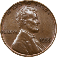 1955 Doubled Die Lincoln Cent (1c) OBVERSE Image