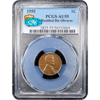 1955 Doubled Die Lincoln Cent (1c) Obverse Slab Image