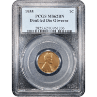 1955 Doubled Die Lincoln Cent (1c) Obverse Slab Image
