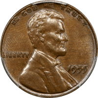 1955 Doubled Die Lincoln Cent (1c) OBVERSE Image