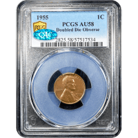 1955 Doubled Die Obverse Lincoln Cent (1c) Obverse Slab Image